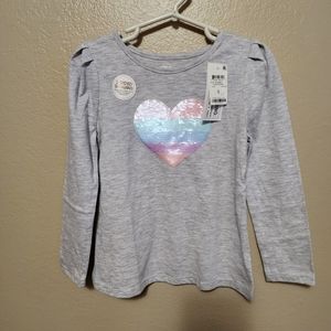 2 Sided Sequins Heart Long-sleeve